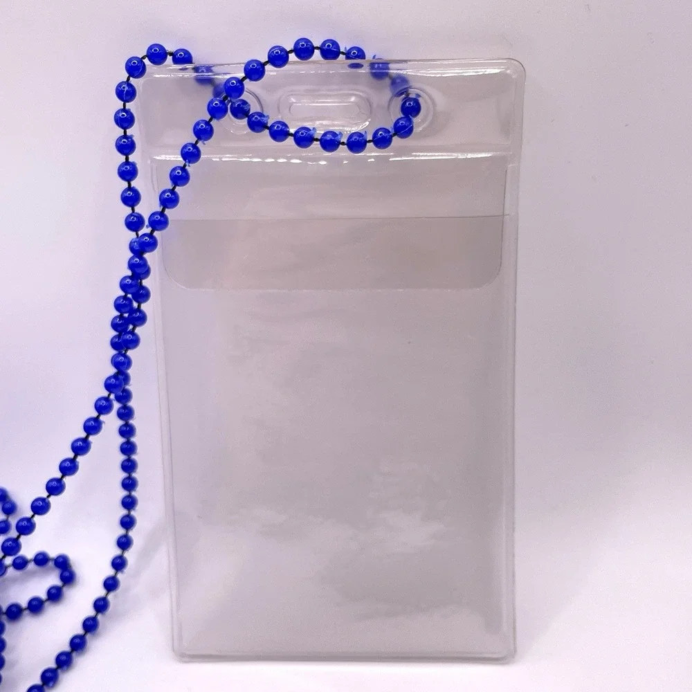 Vertical ID‎ Badge Necklace Holder Vinyl Case BLUE Lanyard Event Work LOT of 6